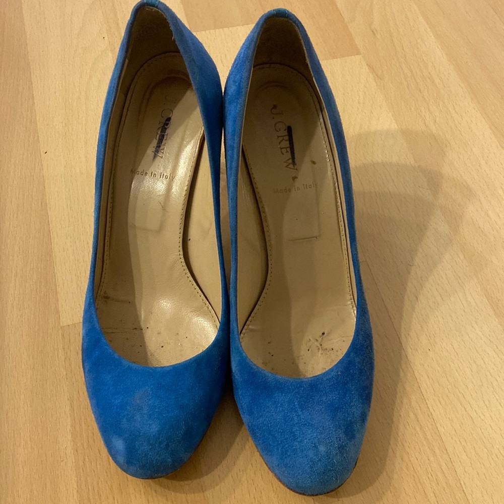 Jcrew blue suede 3” heels - Picture 2 of 7
